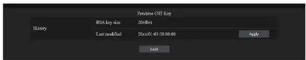 Previous CRT Key History RSA key size 2048bit Last modified 20ca/01/01 00:00:00 Apply back