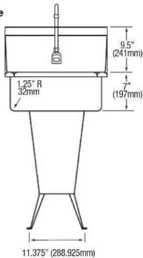1.25" R 32mm 9.5" (241mm) 7" (197mm) 11.375" (288.925mm)