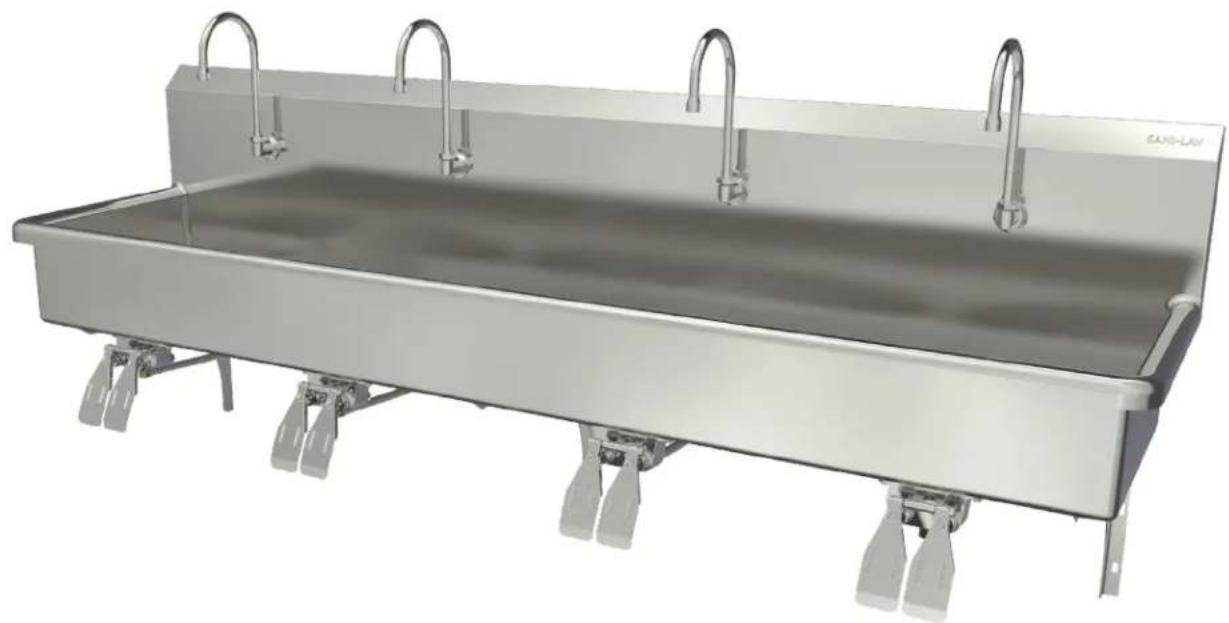 Sani-Lav 58WSL - Operating Manual for 4-Person Hands-Free Wall Mount Stainless Steel Wash Station - 1