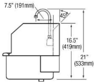 7.5" (191mm) 45° 16.5" (419mm) 21" (533mm)