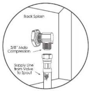 Back Splash 3/8" Male Compression Supply Line from Valve to Spout