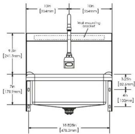 10in [254mm] 10in [254mm] Wall mounting cricket 9.5in [241.3mm] 7in [178.9mm] 3.25in [92.6mm] 4in [100mm] 18.828in [478.2mm]