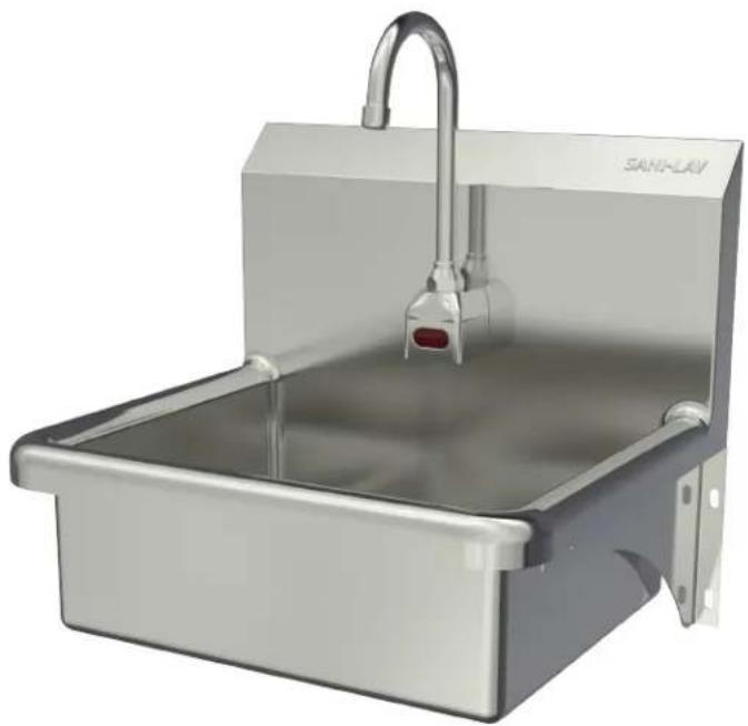 Modern stainless steel water dispenser with a handle and label 'SAN-HAY' (no other text or symbols visible)