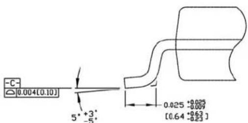 -C- 0.004[0.10] 5° +3° -5° 0.025 +0.025 -0.009 [0.64 -0.63] -0.23]