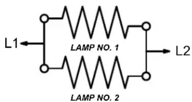 L1← LAMP NO. 1 LAMP NO. 2 L2→