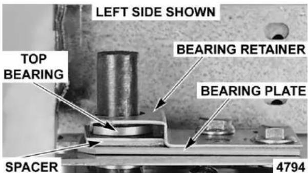 LEFT SIDE SHOWN TOP BEARING BEARING RETAINER BEARING PLATE SPACER 4794