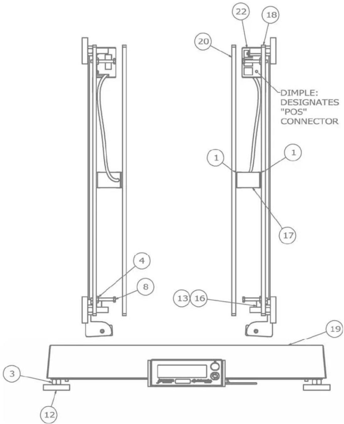 DIMPLE: DESIGNATES "POS" CONNECTOR 1 20 22 18 4 8 13 16 17 19 3 12