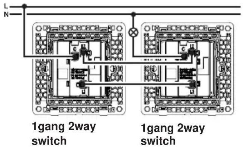 L N 1gang 2way switch 1gang 2way switch
