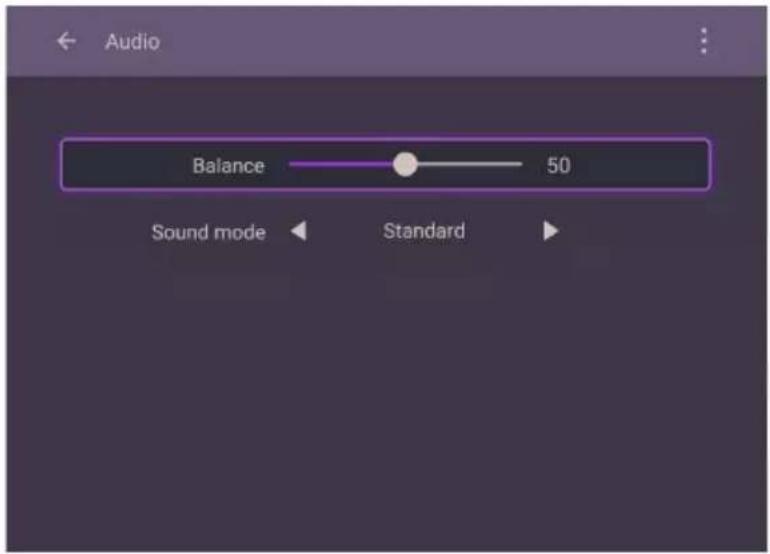 Audio Balance 50 Sound mode Standard