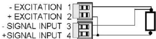 - EXCITATION 1 + EXCITATION 2 - SIGNAL INPUT 3 + SIGNAL INPUT 4