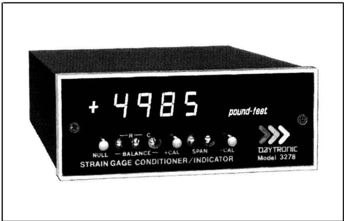 + 4985 pound-feet NULL — BALANCE — +CAL SPAN — CAL OZYTRONIC STRAIN GAGE CONDITIONER/INDICATOR Model 3278