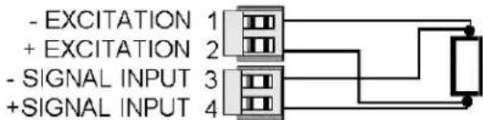 - EXCITATION 1 + EXCITATION 2 - SIGNAL INPUT 3 + SIGNAL INPUT 4