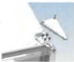 Close-up of a metallic mechanical component with a triangular component against a clear sky (no text or symbols visible)