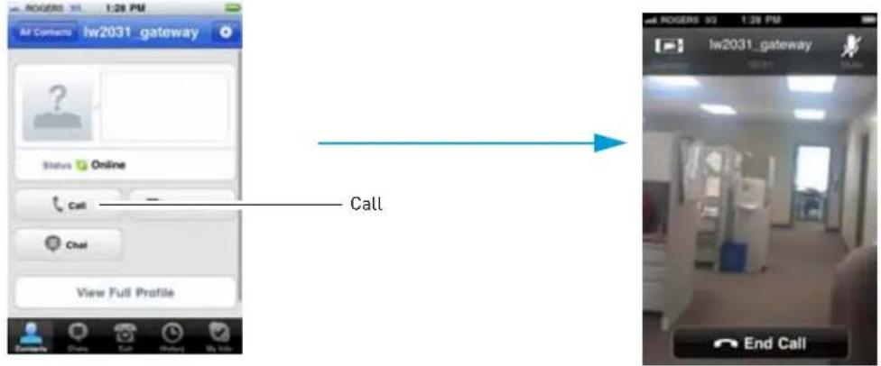 ROGERS 11:128 PM AI Contacts Iw2031_gateway Status Online Call — Chat View Full Profile Call End Call