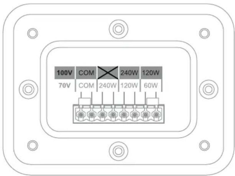 100V COM 240W 120W 70V COM 240W 120W 60W