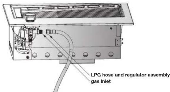 LPG hose and regulator assembly gas inlet