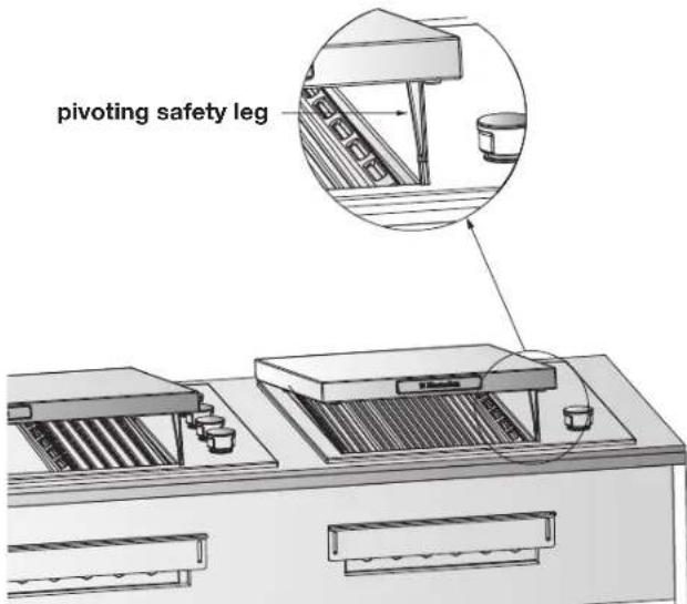 pivoting safety leg