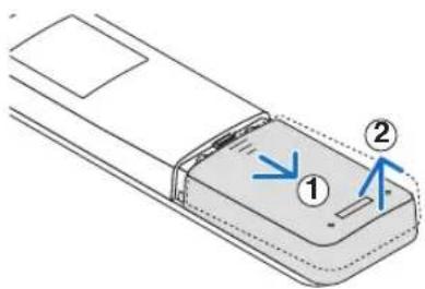 Diagram showing a device with labeled parts and directional arrows indicating movement or flow