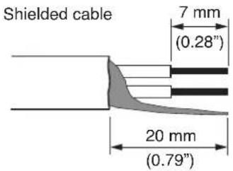 Shielded cable 7 mm (0.28") 20 mm (0.79")