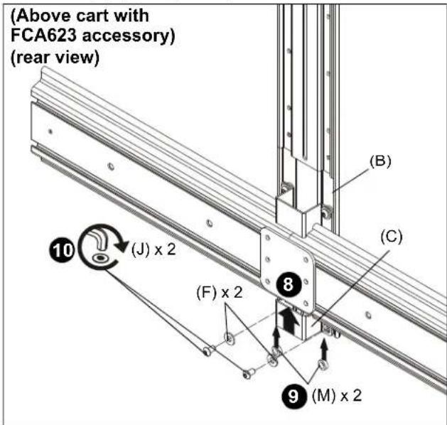 (Above cart with FCA623 accessory) (rear view) (B) (C) 10 (J) x 2 (F) x 2 8 9 (M) x 2