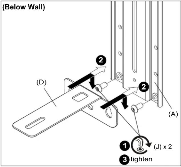 (Below Wall) (D) 2 2 (A) 1 (J) x 2 3 tighten