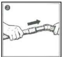 Illustration of hands pulling a cable with an arrow indicating direction (no text or symbols)