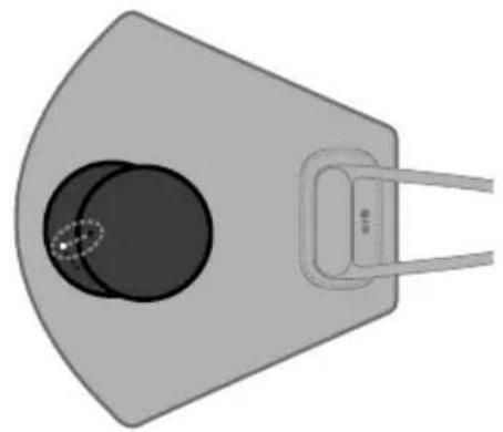 Diagram of a device with two circular components and a rectangular housing (no text or symbols)