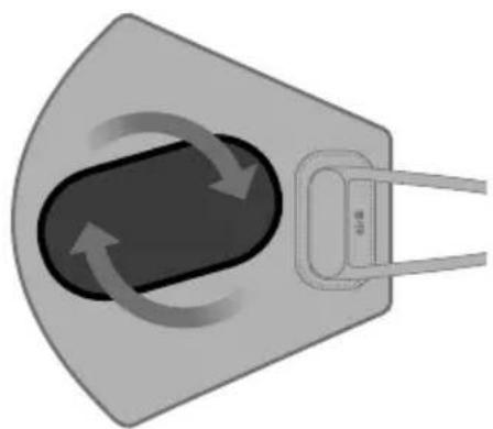Diagram of a device with curved surfaces and directional arrows indicating rotation or flow (no text or symbols)
