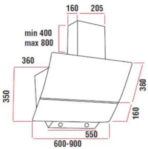 160 205 min 400 max 800 360 350 380 160 550 600-900