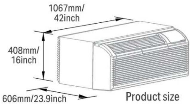 1067mm/ 42inch 408mm/ 16inch 606mm/23.9inch Product size