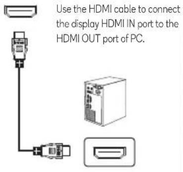 Use the HDMI cable to connect the display HDMI IN port to the HDMI OUT port of PC.