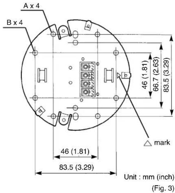 A x 4 B x 4 46 (1.81) 66.7 (2.63) 83.5 (3.29) 46 (1.81) 83.5 (3.29) mark Unit : mm (inch) (Fig. 3)