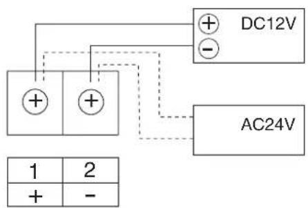DC12V + - AC24V 1 2 + -
