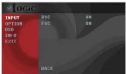 v OGIC INPUT RUC ON OPTION FVC ON OSD INFO EXIT BACK