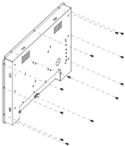 Technical diagram of a mechanical or electrical enclosure with labeled components and dashed alignment lines