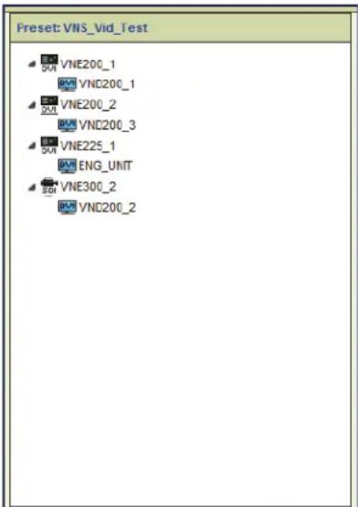 Preset: VNS_Vid_Test VNE200_1 VNC200_1 VNE200_2 VNC200_3 VNE225_1 ENG_UNIT VNE300_2 VNC200_2