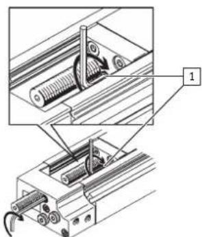 Technical diagram showing mechanical assembly with labeled component '1'