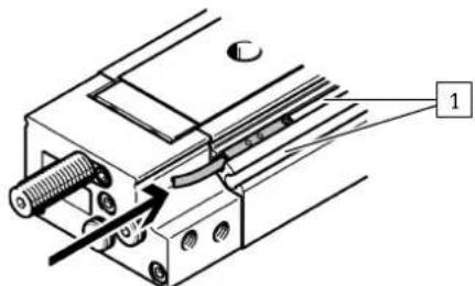 Technical diagram of a mechanical assembly with labeled component '1'