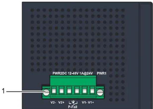 PWR2DC 12-48V 1A@24V PWR1 V2- V2+ ↓ V1- V1+ P-Fall