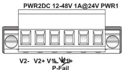 PWR2DC 12-48V 1A@24V PWR1 V2- V2+ V1L V1+ P-Fail