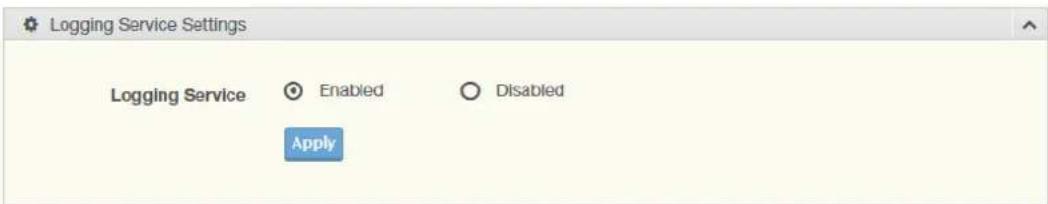 Logging Service Settings Logging Service Enabled Disabled Apply