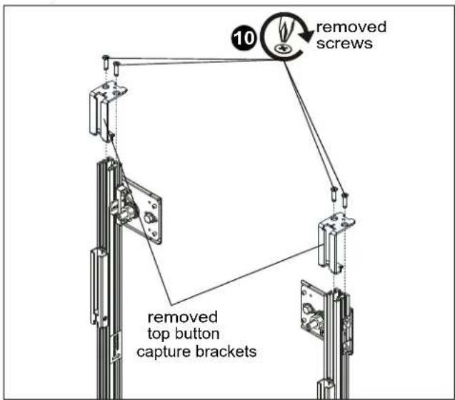 removed screws removed top button capture brackets