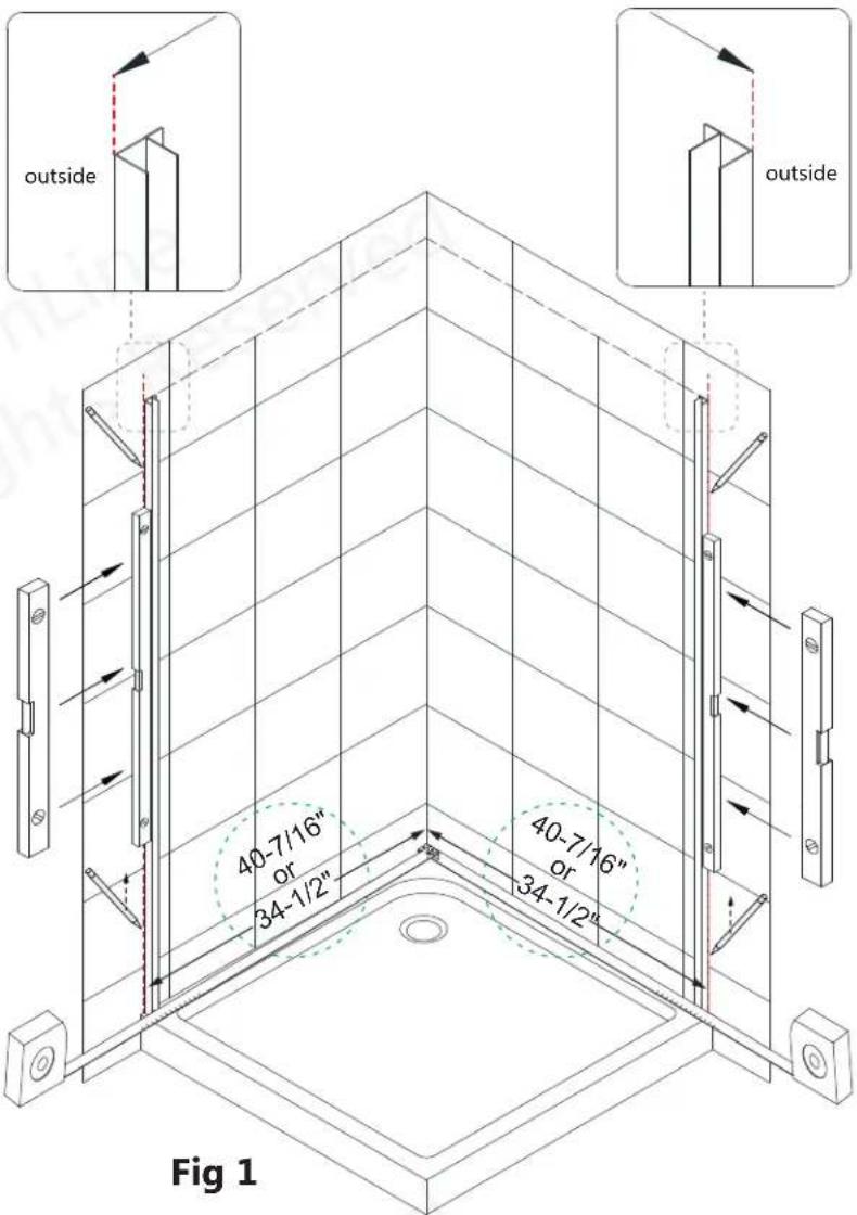 outside outside 40-7/16" or 34-1/2" 40-7/16" or 34-1/2" Fig 1