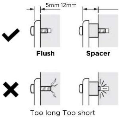 5mm 12mm Flush Spacer Too long Too short