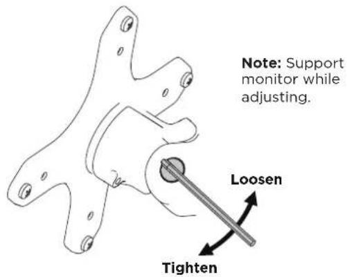 Note: Support monitor while adjusting. Loosen Tighten
