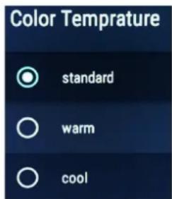 Color Temperature standard warm cool