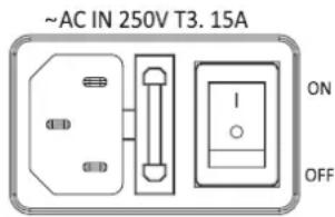 ~AC IN 250V T3. 15A ON OFF