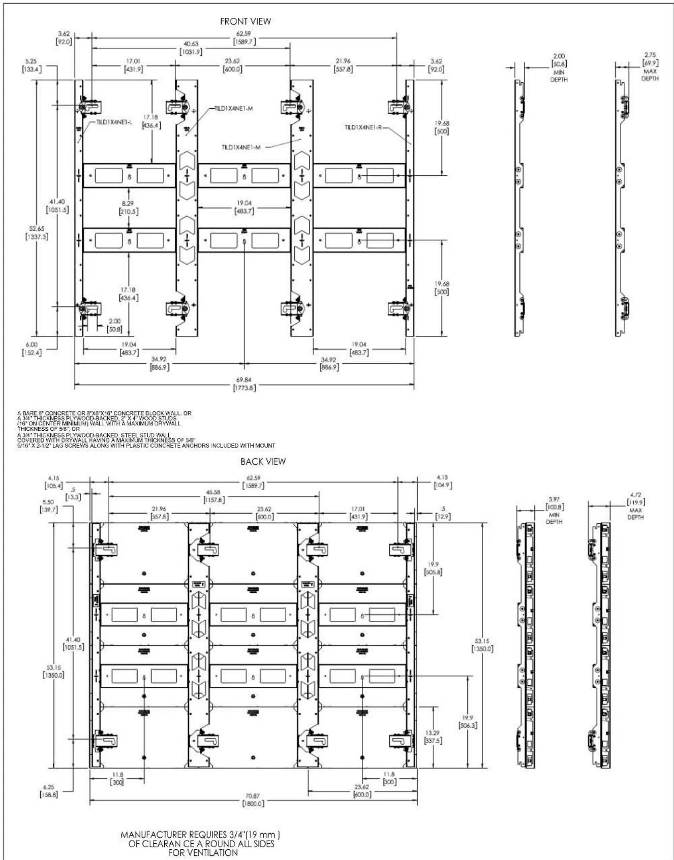 Chief TILD1X5NE1-M - \*Steel stud ONLY - 3