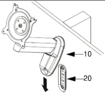 Technical diagram of a mechanical assembly with labeled parts and directional arrows indicating movement or assembly.