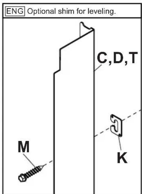 ENG Optional shim for leveling. C,D,T M K